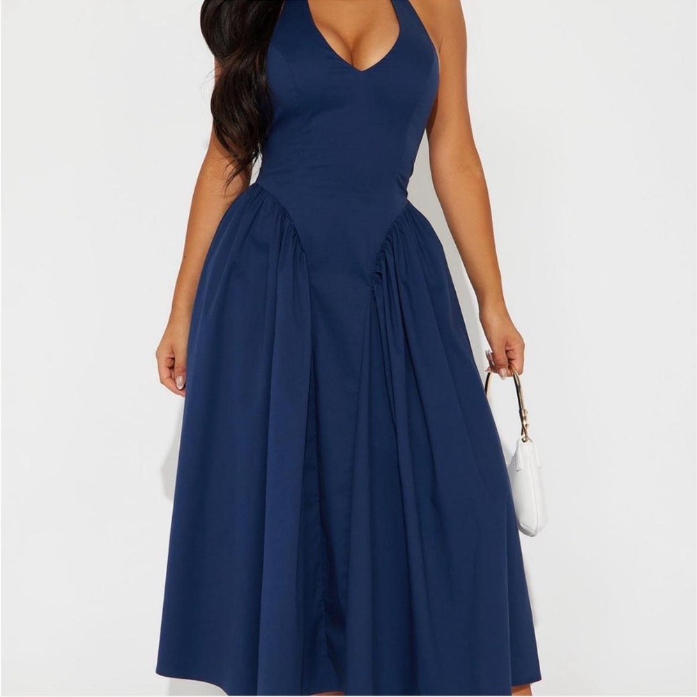 Navy Blue Halter Dress